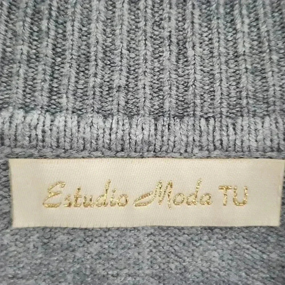 NWT Estudio Moda Tu Mock neck Studded Sweater Women's L Gray - Picture 7 of 9